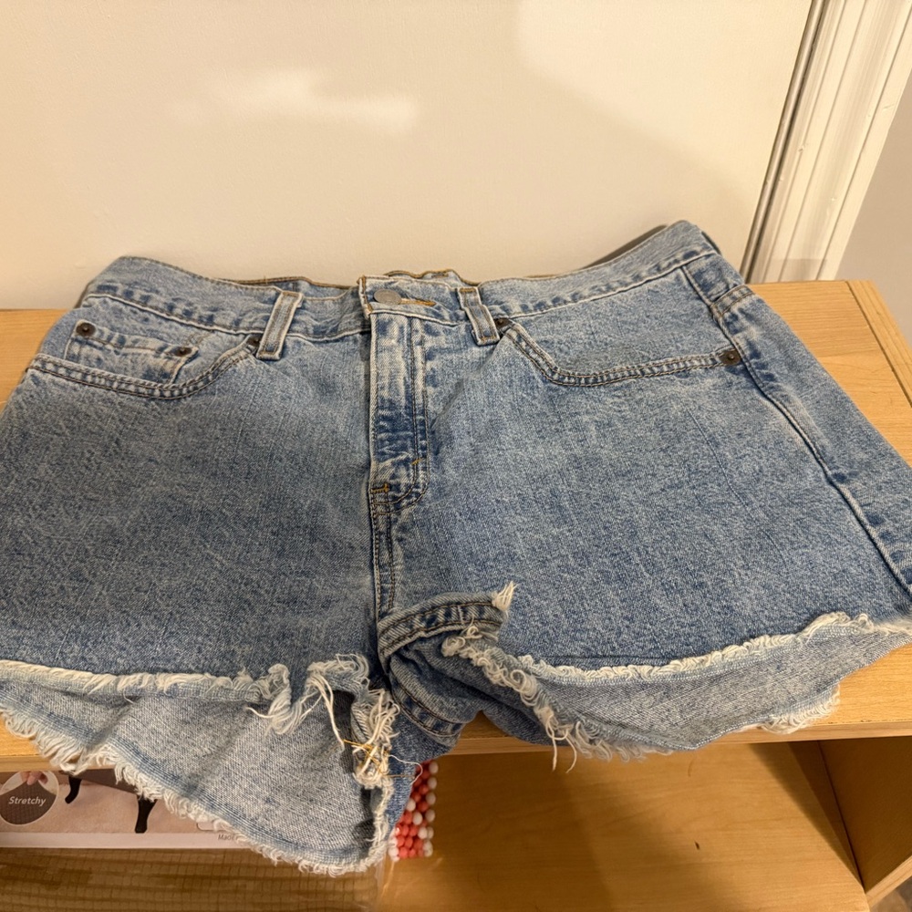 Levi's Blue Frayed Jean Shorts